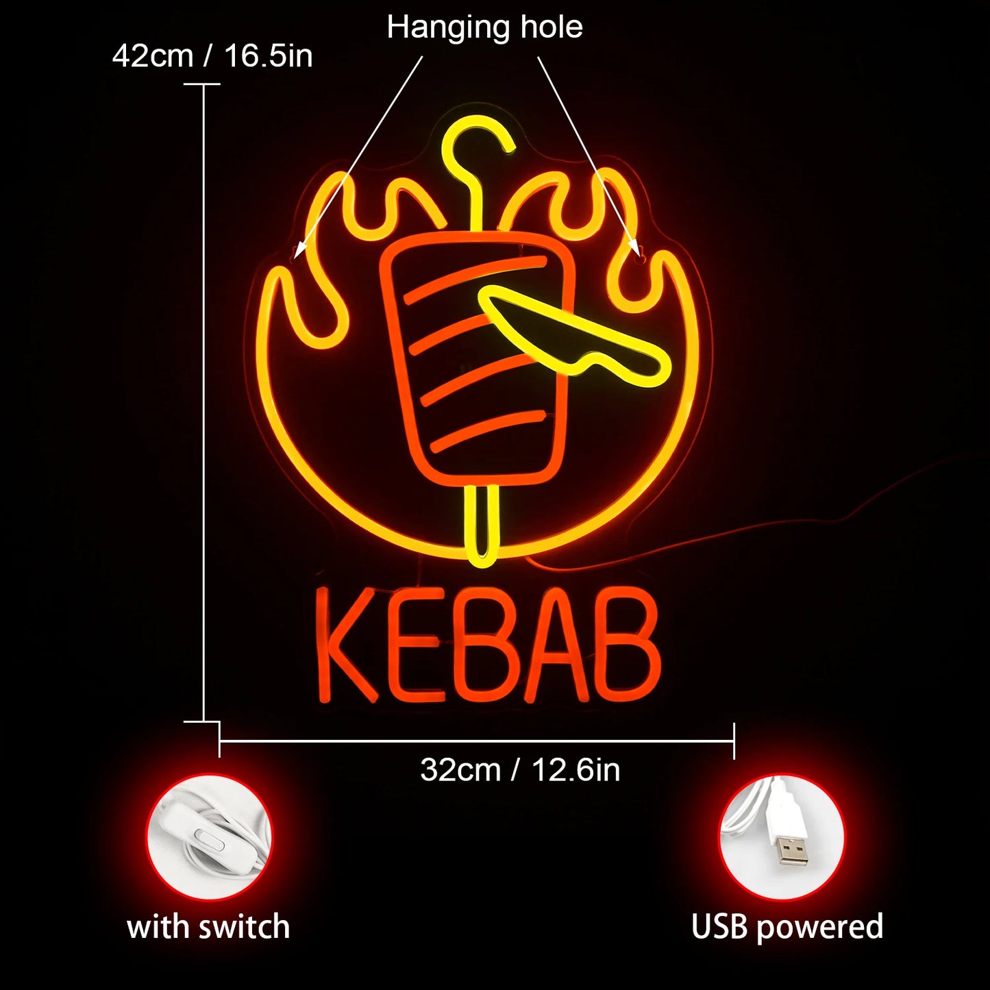 Kebab 5V USB LED Leuchtschild - Preiswert