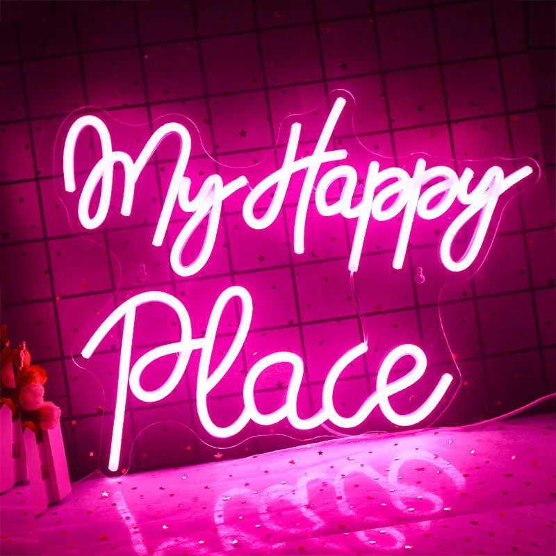 My Happy Place 5V Mini USB LED Neonschild - Budgetfreundlich