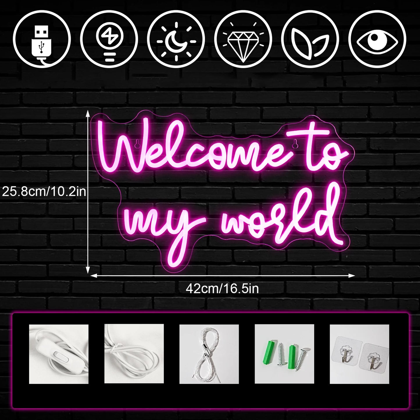Willkommen in meiner Welt 5V USB LED Neon Schild - Preisgünstig