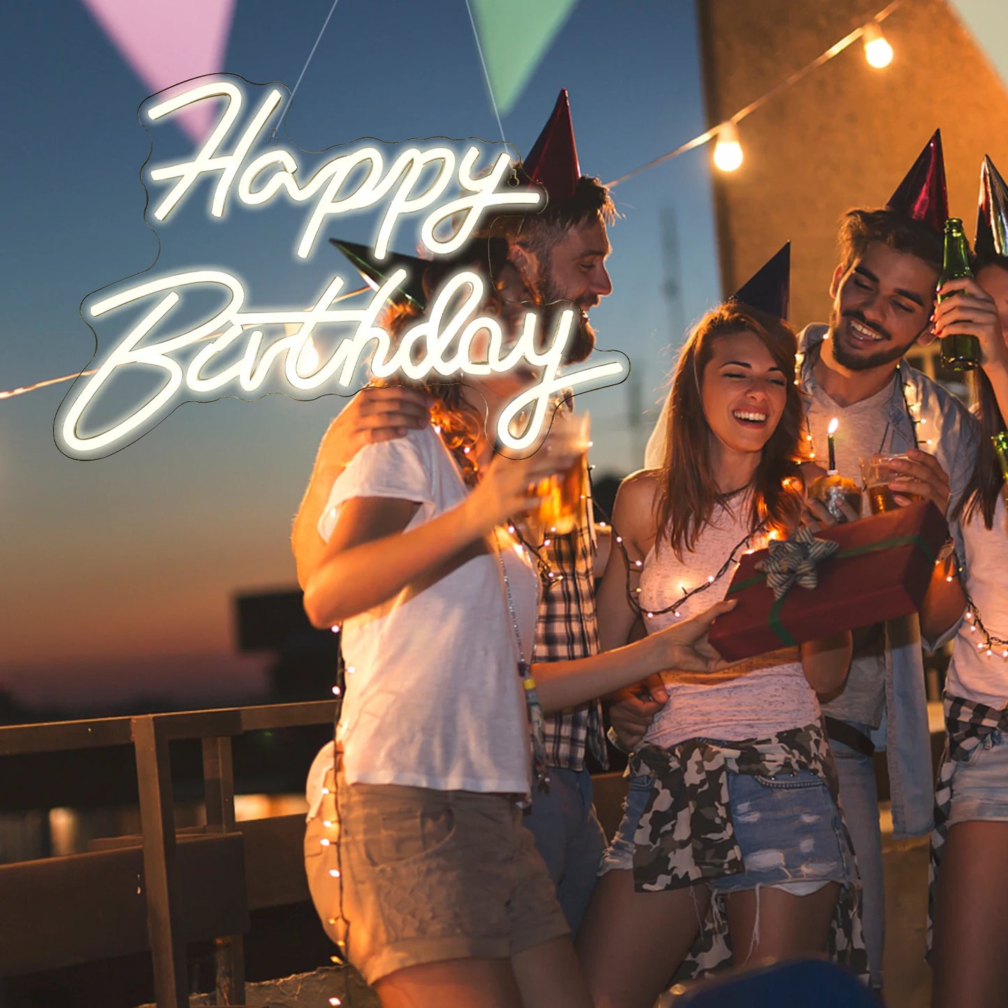 Happy Birthday 5V USB LED Leuchtschild - Preiswert