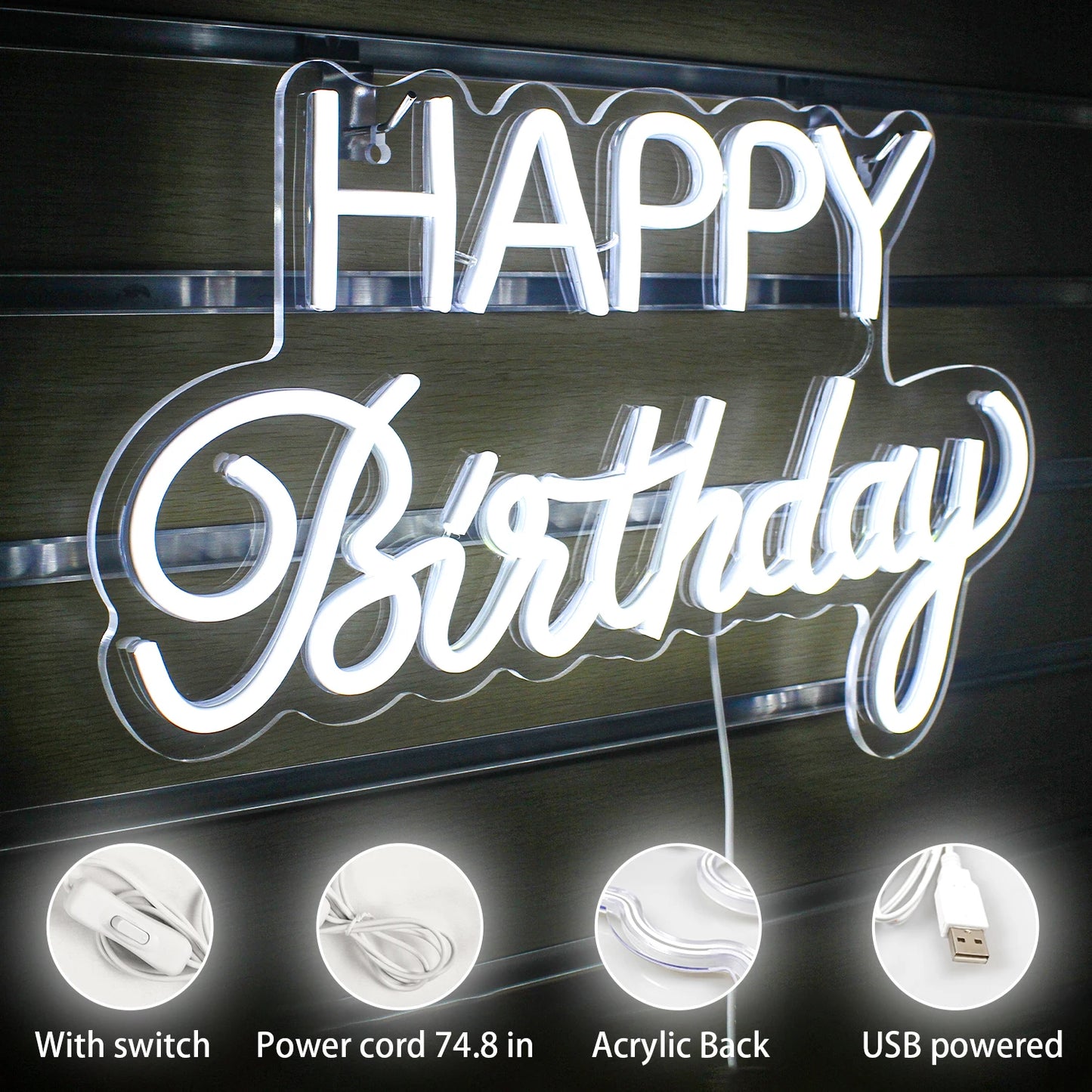 Happy Birthday 5V USB LED Neon Schild - Preiswert