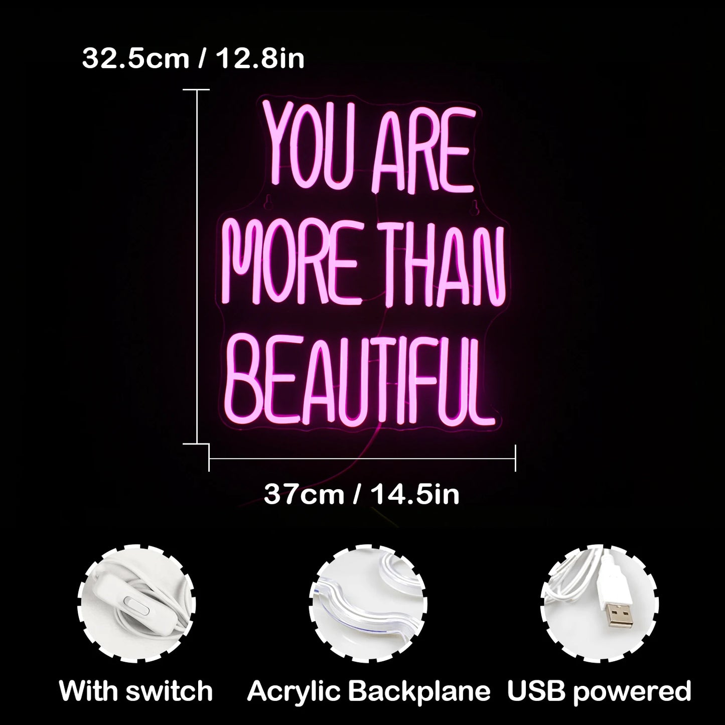 Du bist mehr als wunderschön 5V USB LED Leuchtschild - Preiswert