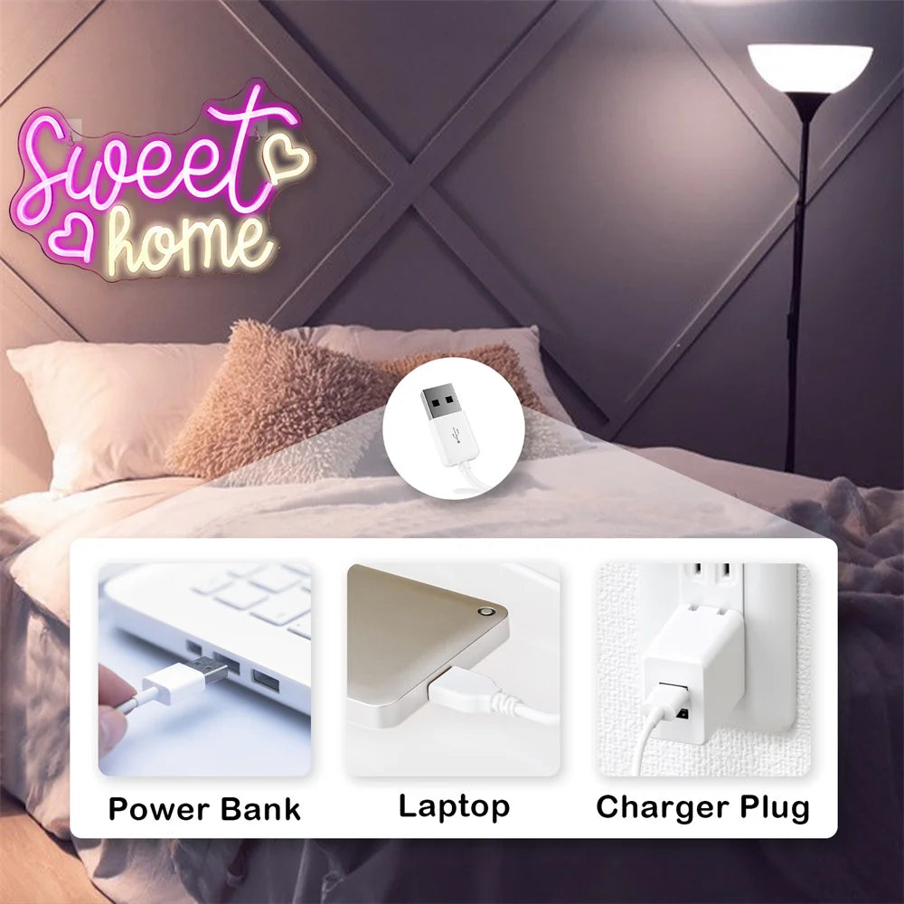 Sweet Home 5V USB LED Leuchtschild - Preisgünstig
