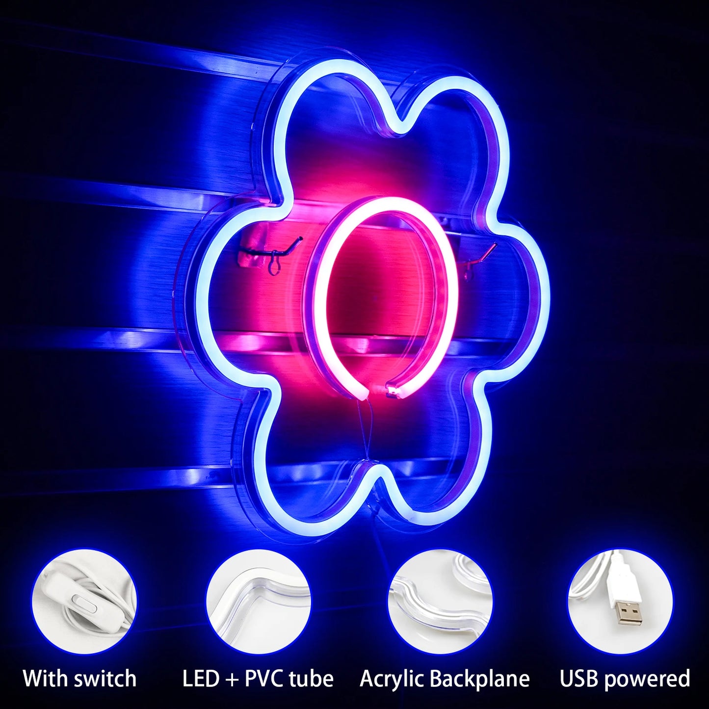 LED Blumen 5V USB Neon Leuchtschild - Preiswert