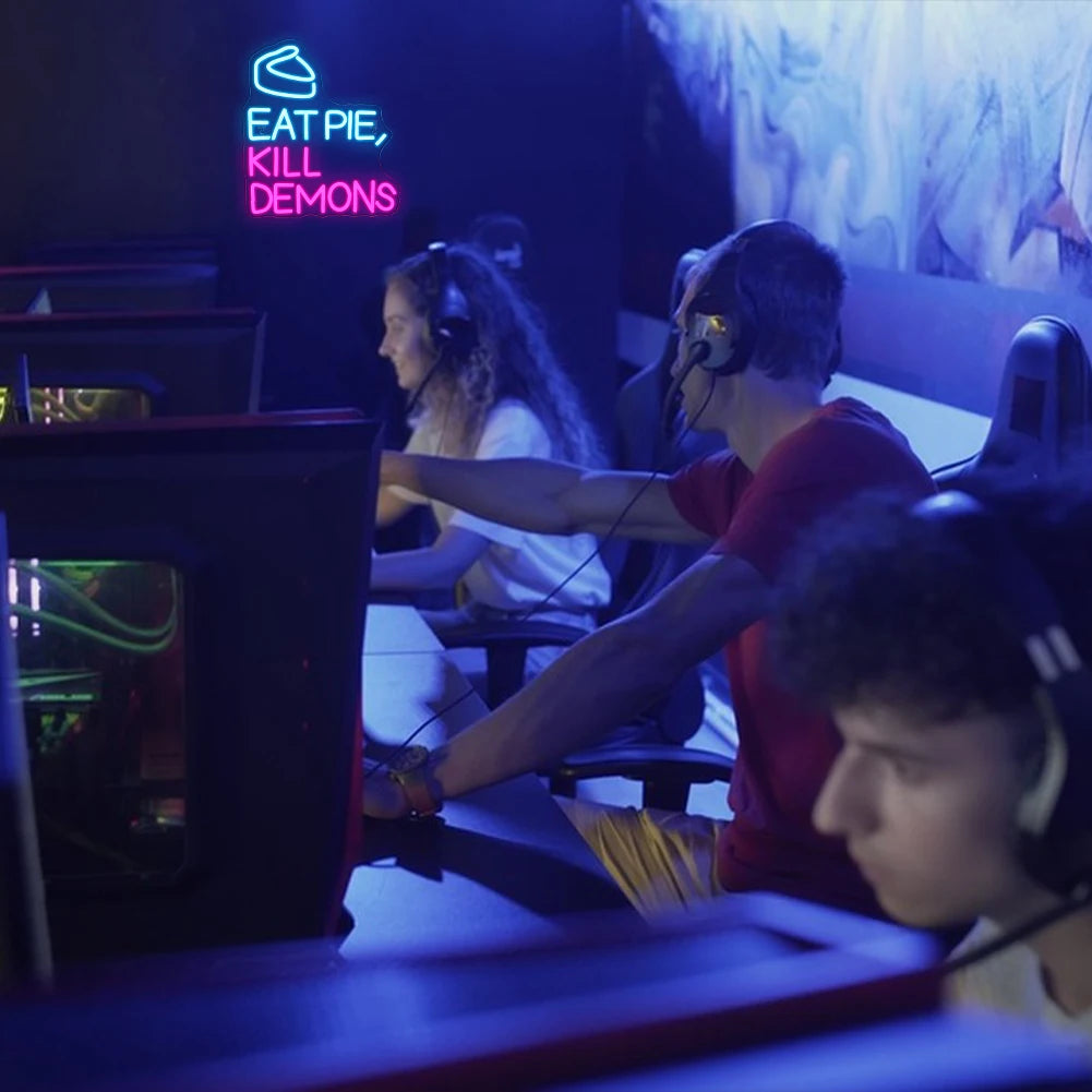 Eat Pie Kill Demons 5V USB LED Leuchtschild - Preisgünstig