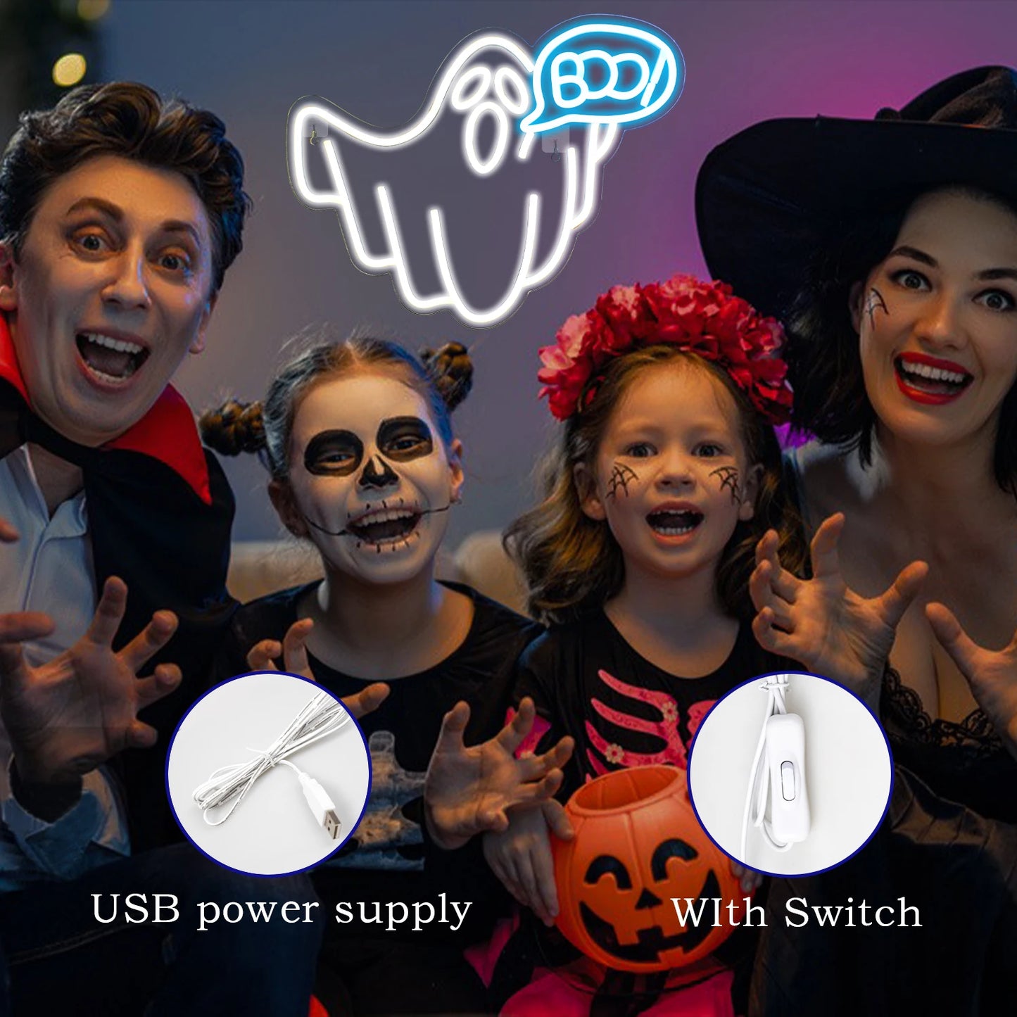 Halloween 5V USB LED Leuchtschild - Preisgünstig