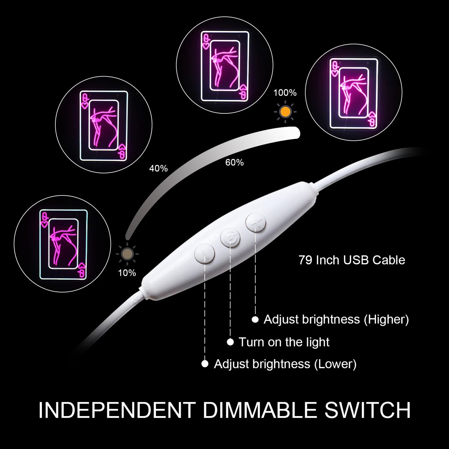 Spielkarten Dame Körper 5V USB LED Leuchtschild - Preisgünstig