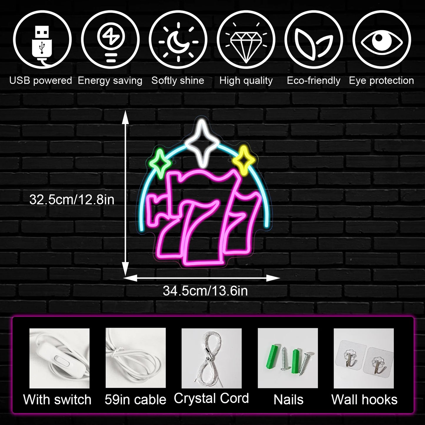 Luck 777 5V USB LED Leuchtschild - Preisgünstig