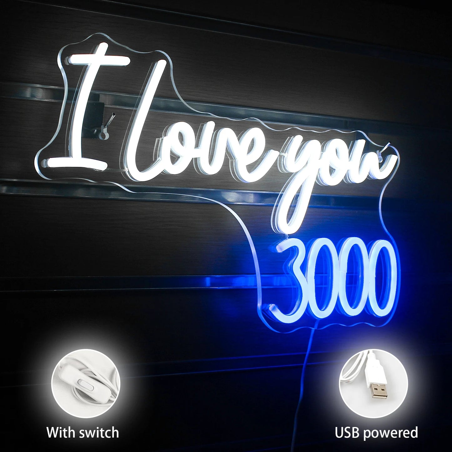 Ich liebe dich 3000 Mal 5V USB LED Neon Schild - Preiswert