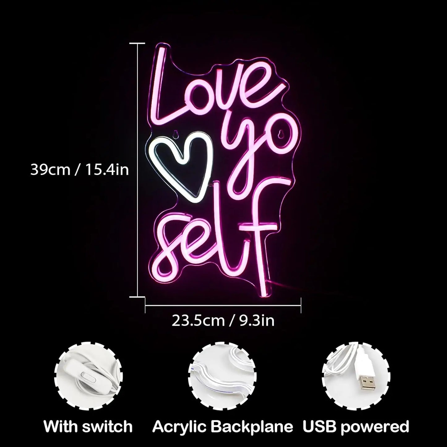 Love Yo Self 5V USB LED Neon Schild - Preisgünstig