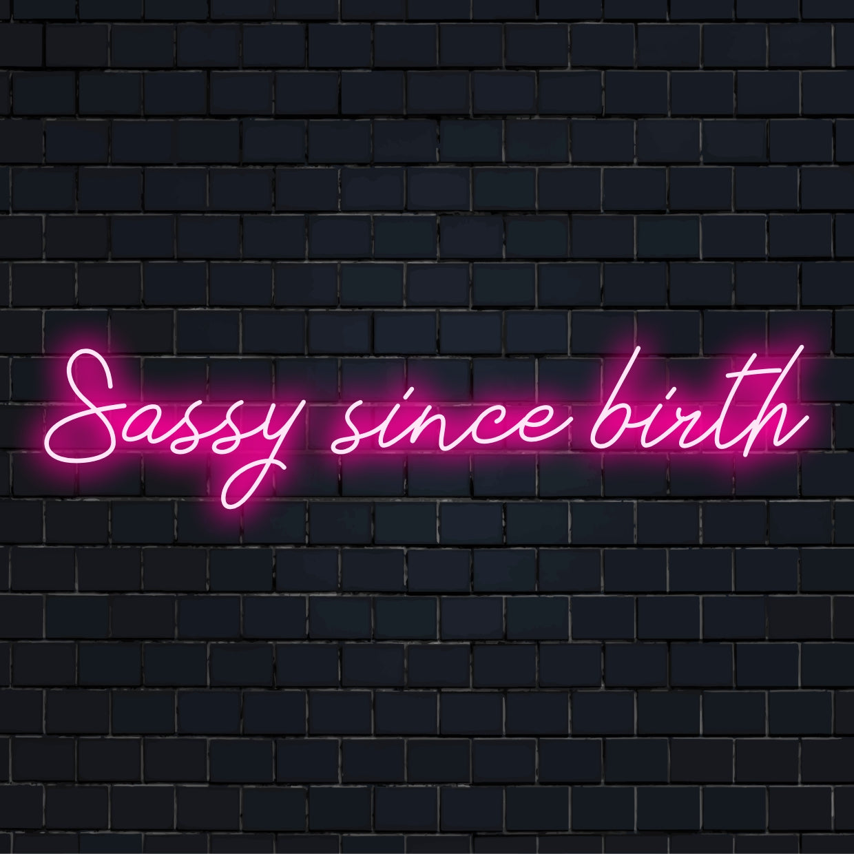 Beleuchtetes, individuelles LED-Neonschild mit dem Satz „Sassy Since Birth“; ein lebendiger Hauch personalisierten Neonlichts.
