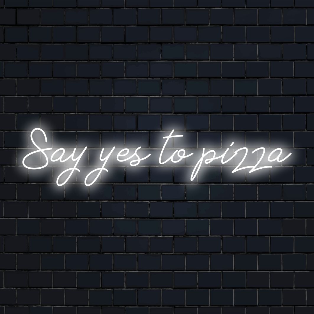 Individuelles LED-Neonschild mit dem Satz „Say Yes To Pizza“, ideale Neonlichtdekoration für Pizzaliebhaber und Liebhaber lustiger Wandkunst.