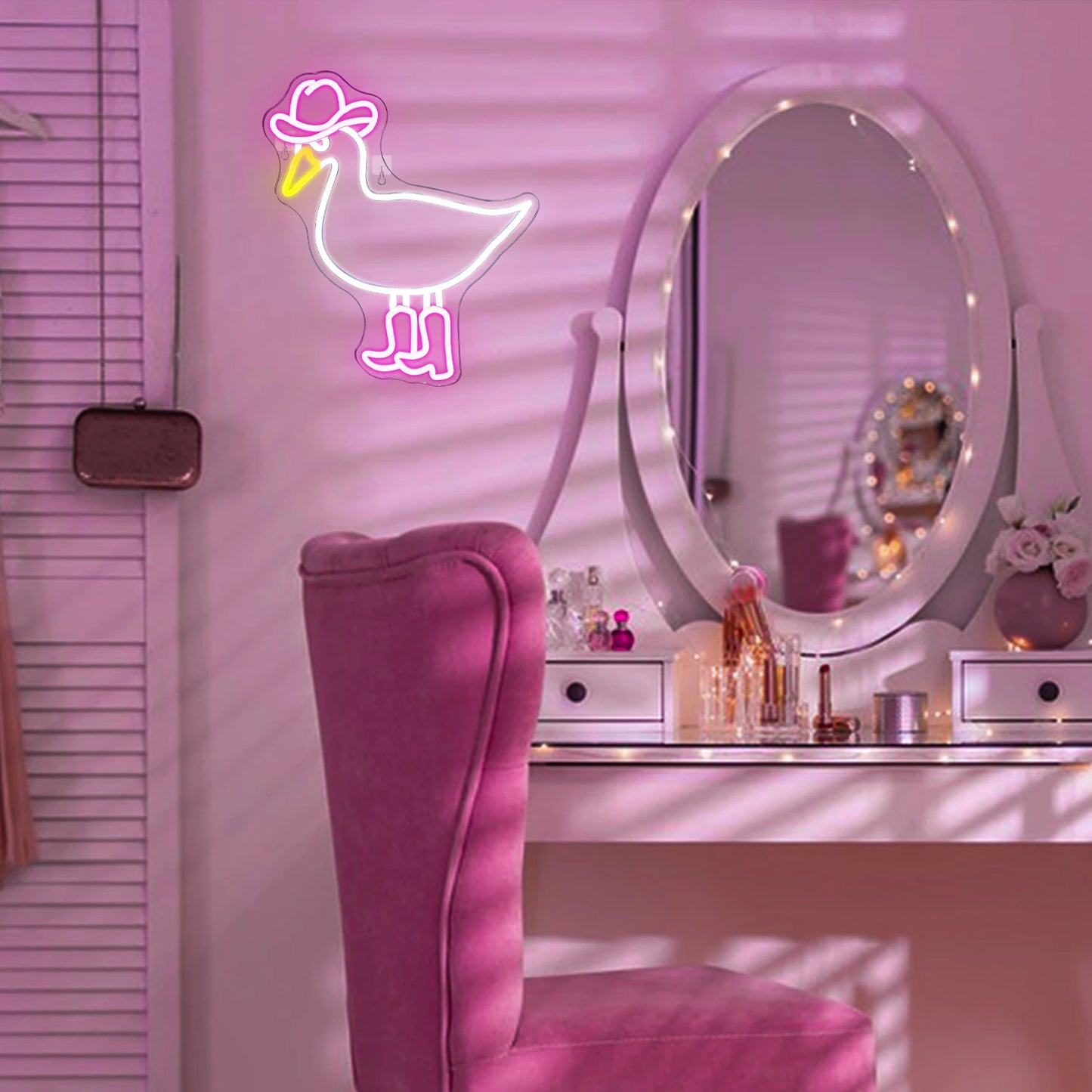 Rosa-weißer Cowboy-Enten 5V USB LED Leuchtschild - Preiswert