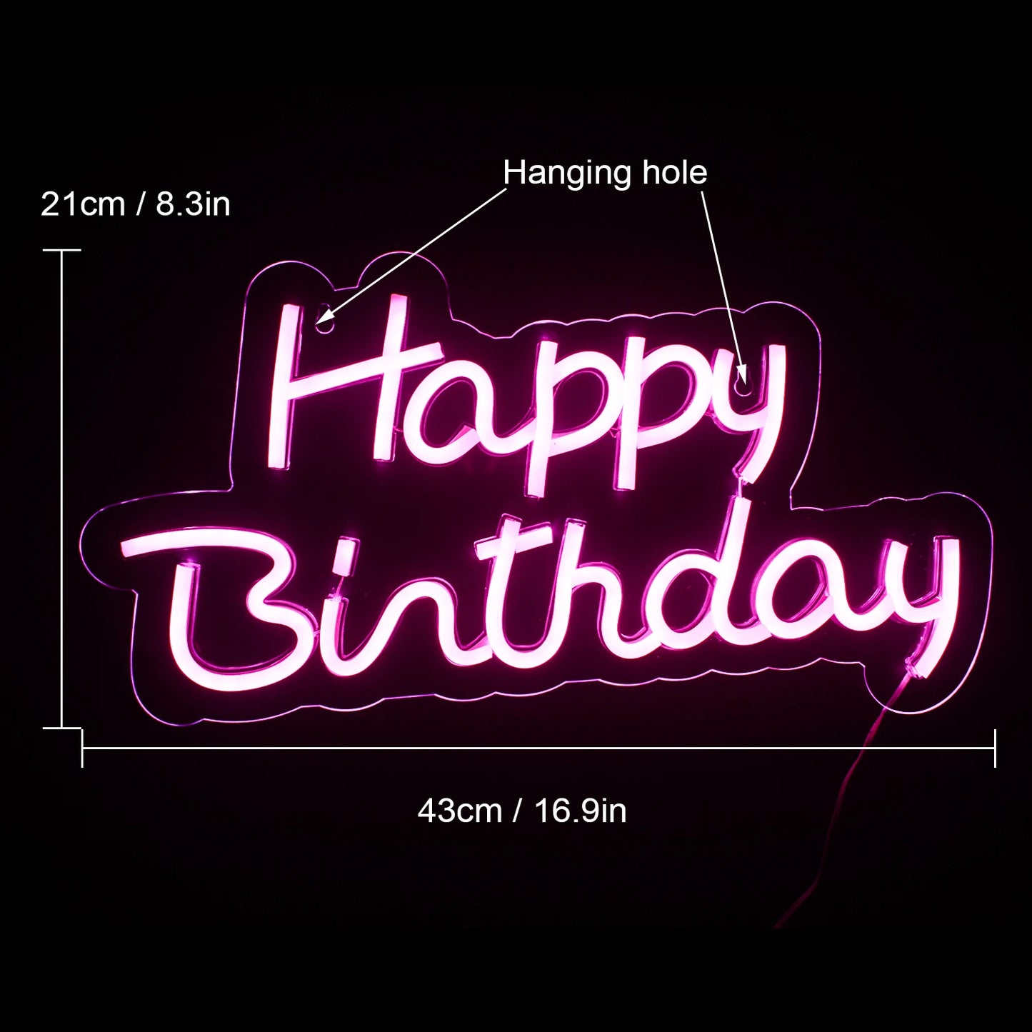 Happy Birthday 5V USB LED Leuchtschild - Preisgünstig