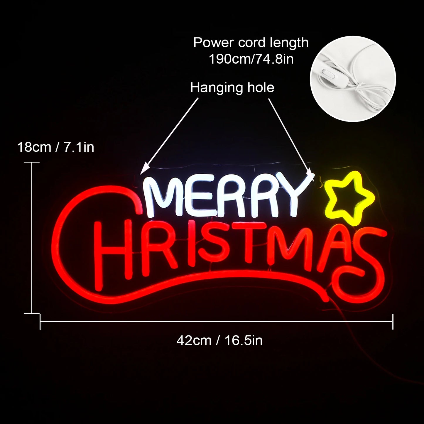 Merry Christmas 5V USB LED Leuchtschild - Preiswert