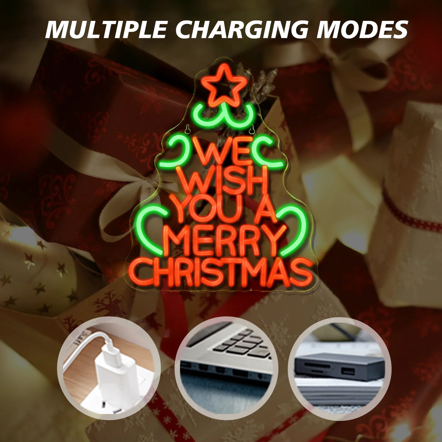 Wir Wünschen Ihnen Frohe Weihnachten 5V USB LED Leuchtschild - Preisgünstig
