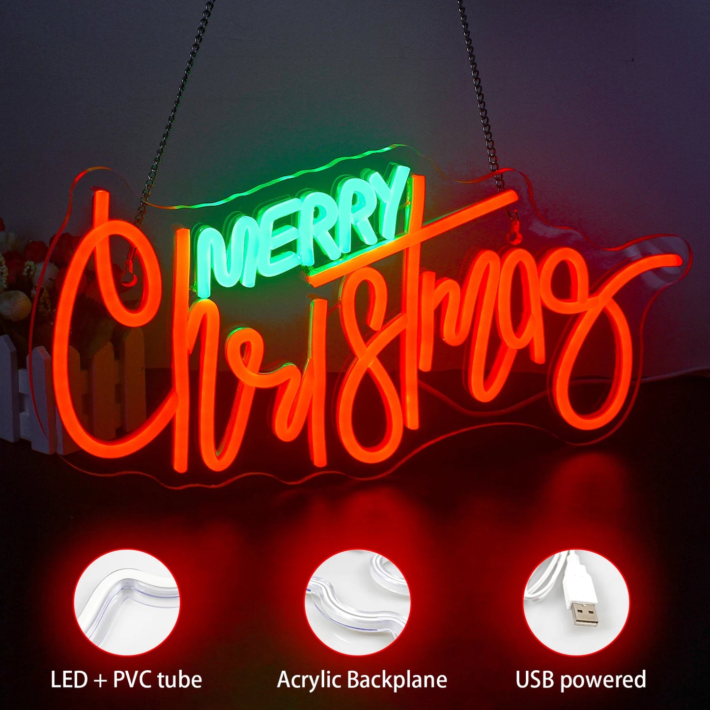 Frohe Weihnachten 5V USB LED Neonschild - Preiswert