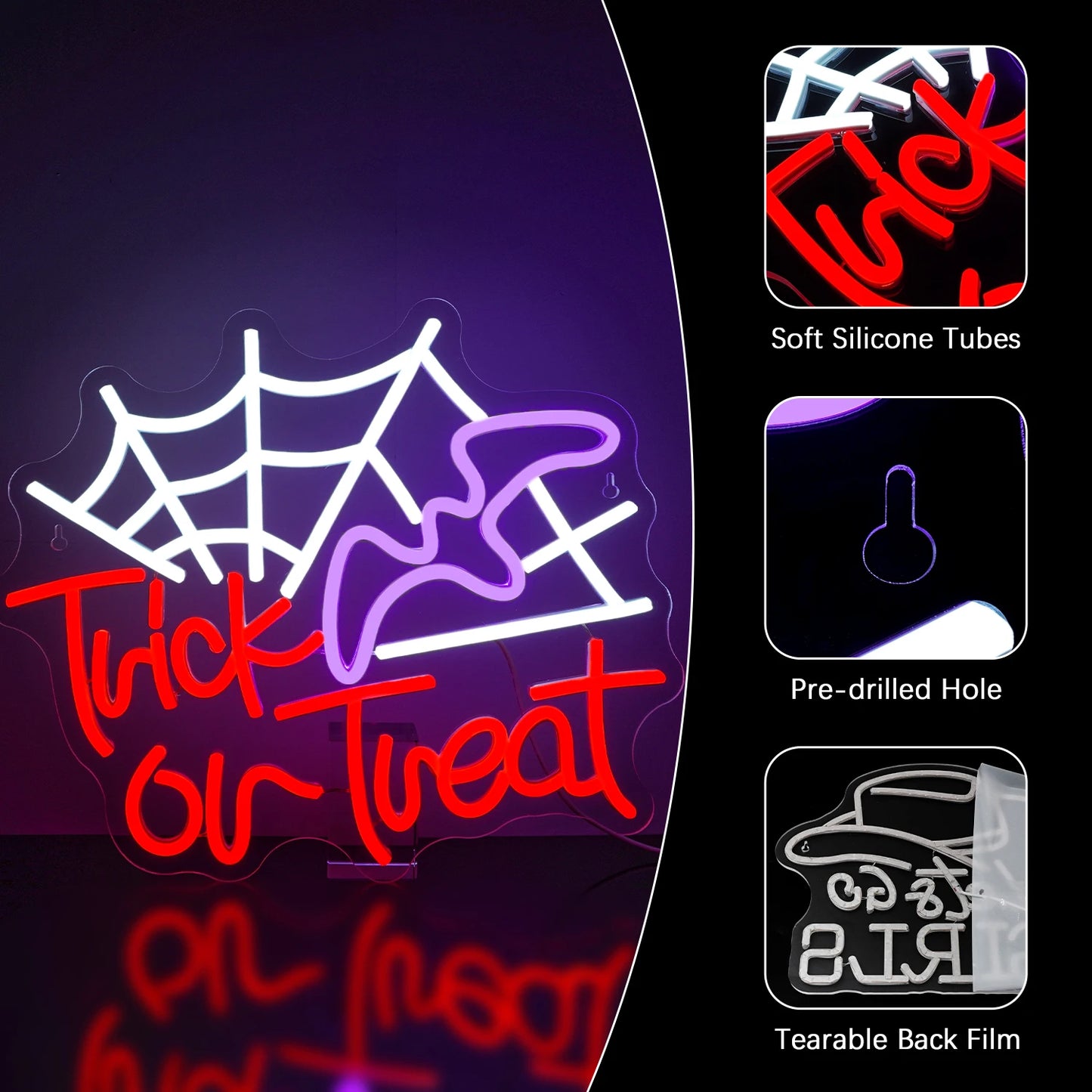 Trick or Treat Halloween 5V USB LED Leuchtschild - Preisgünstig