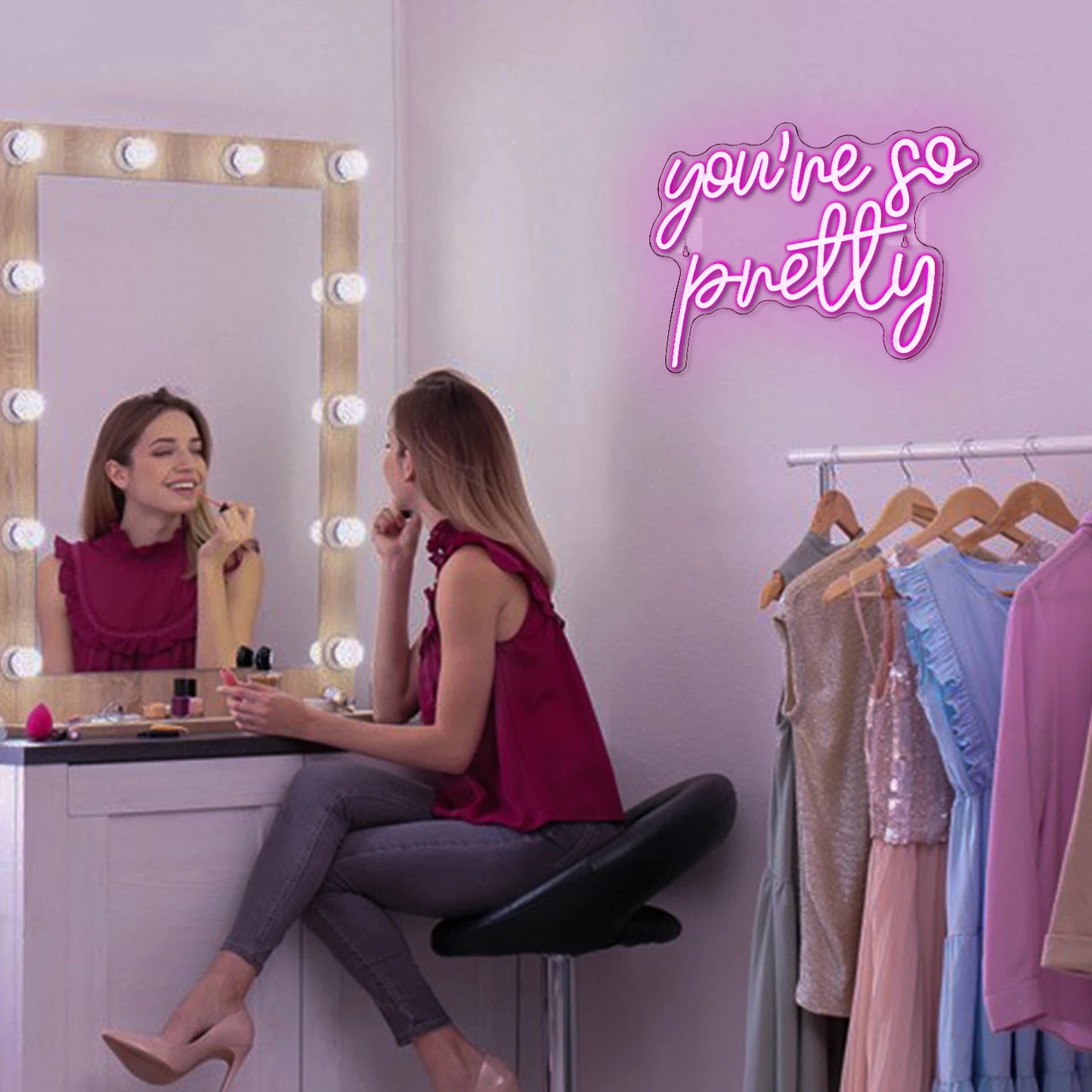 Du bist so hübsch 5V USB LED Leuchtschild - Preisgünstig