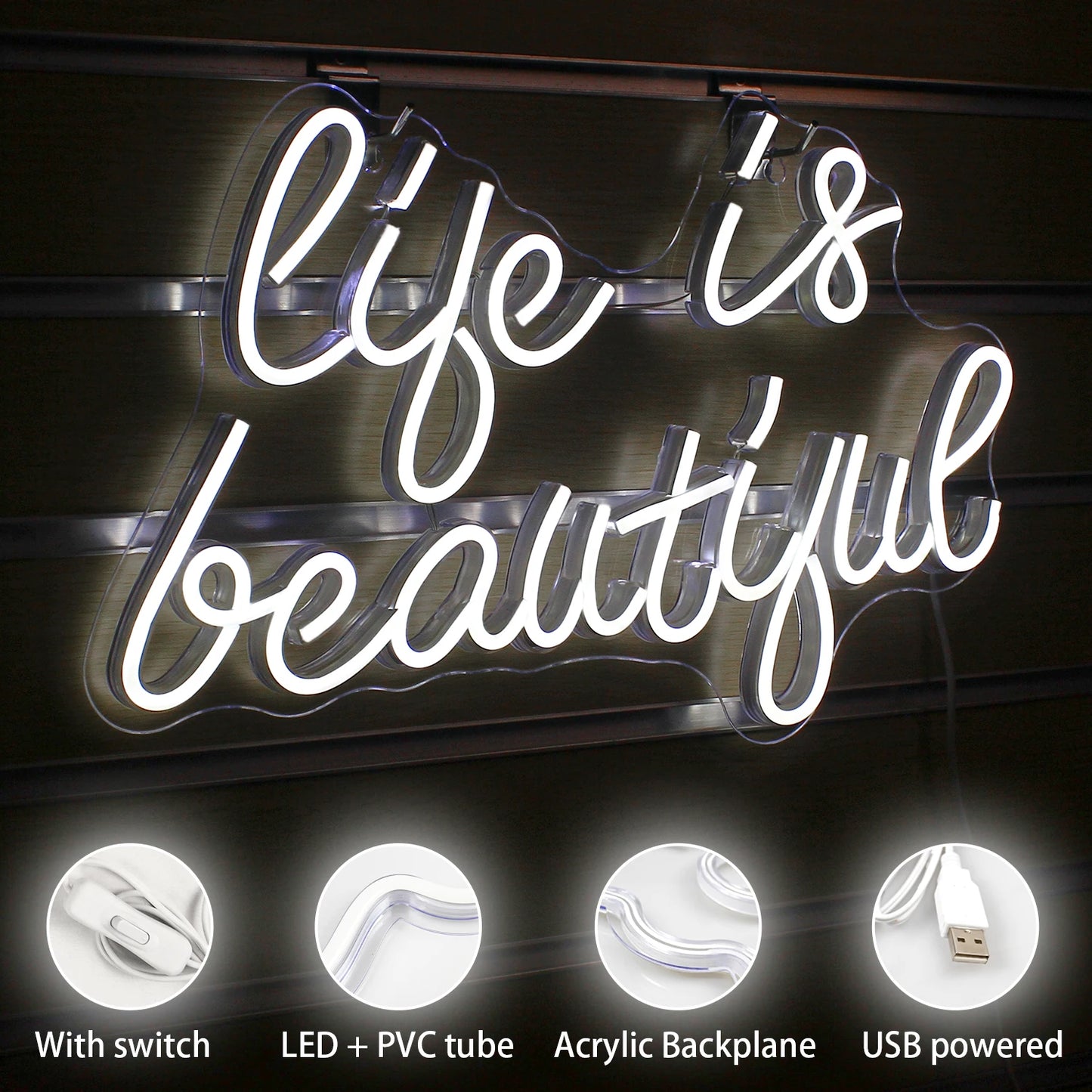 Life is Beautiful 5V USB LED Neon Schild - Preisgünstig