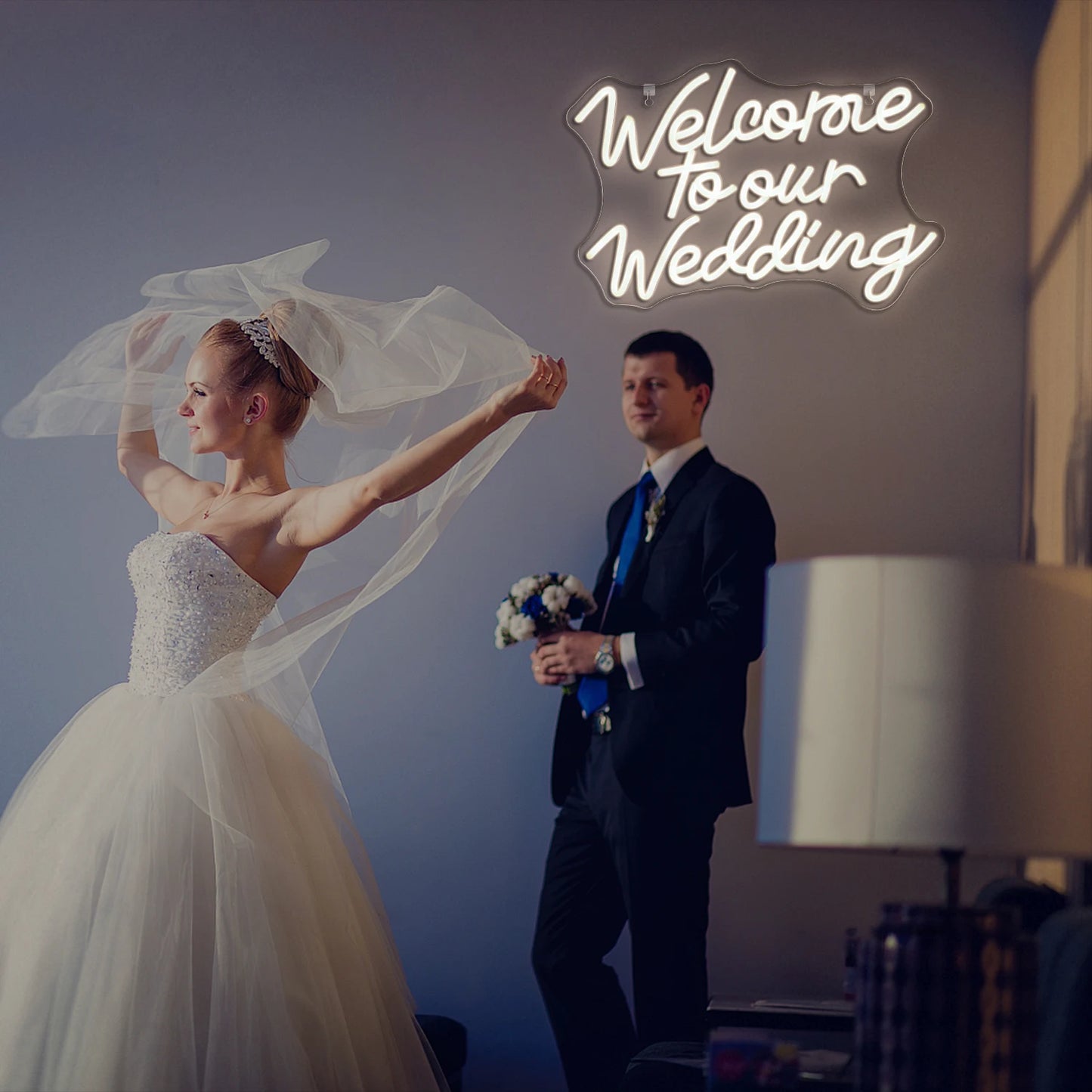 Willkommen zu unserer Hochzeit 5V USB LED Leuchtschild - Preiswert