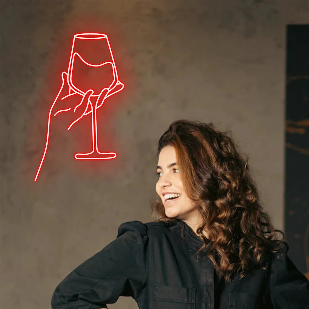 Weinglas Rot 5V USB LED Leuchtschild - Preisgünstig
