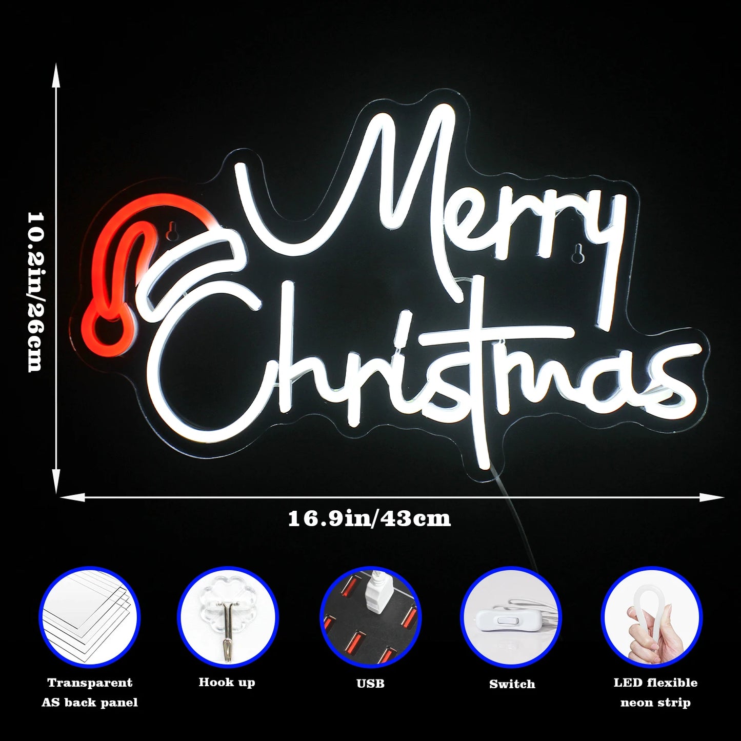 LED Frohe Weihnachten 5V USB LED Leuchtschild - Preisgünstig