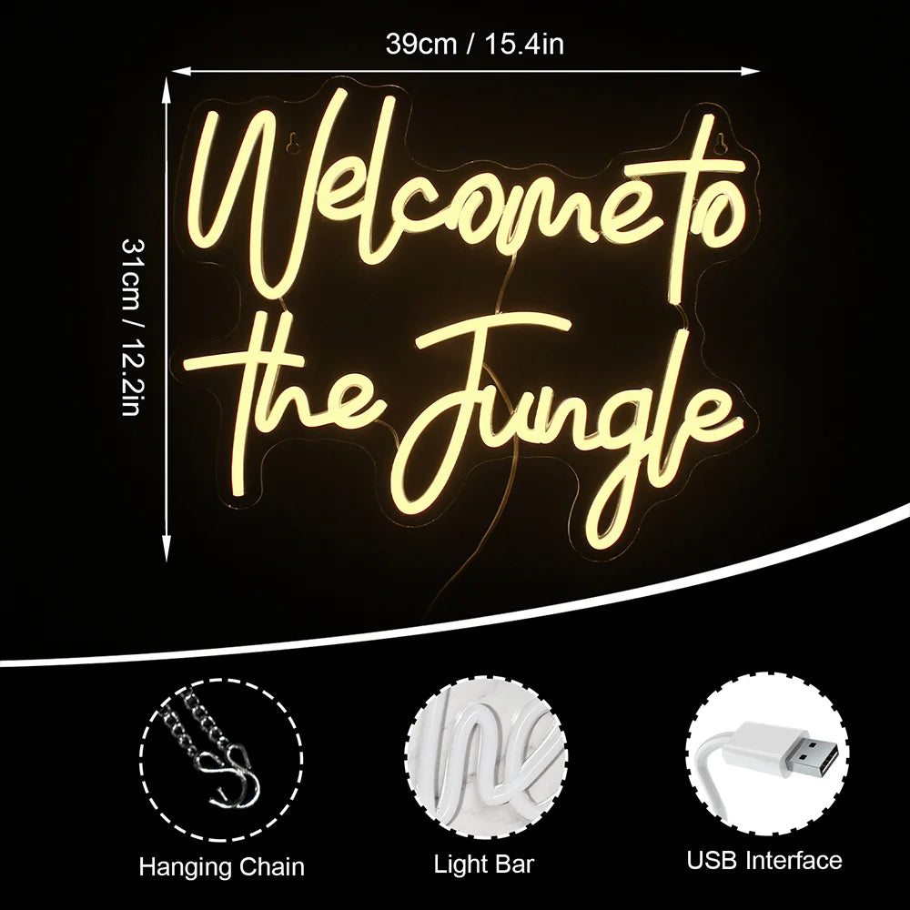 Willkommen im Dschungel 5V USB LED Leuchtschild - Preiswert