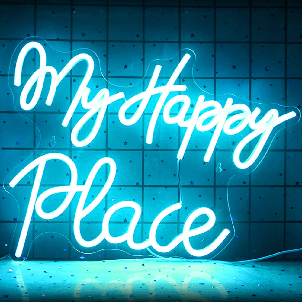 My Happy Place 5V Mini USB LED Neonschild - Budgetfreundlich