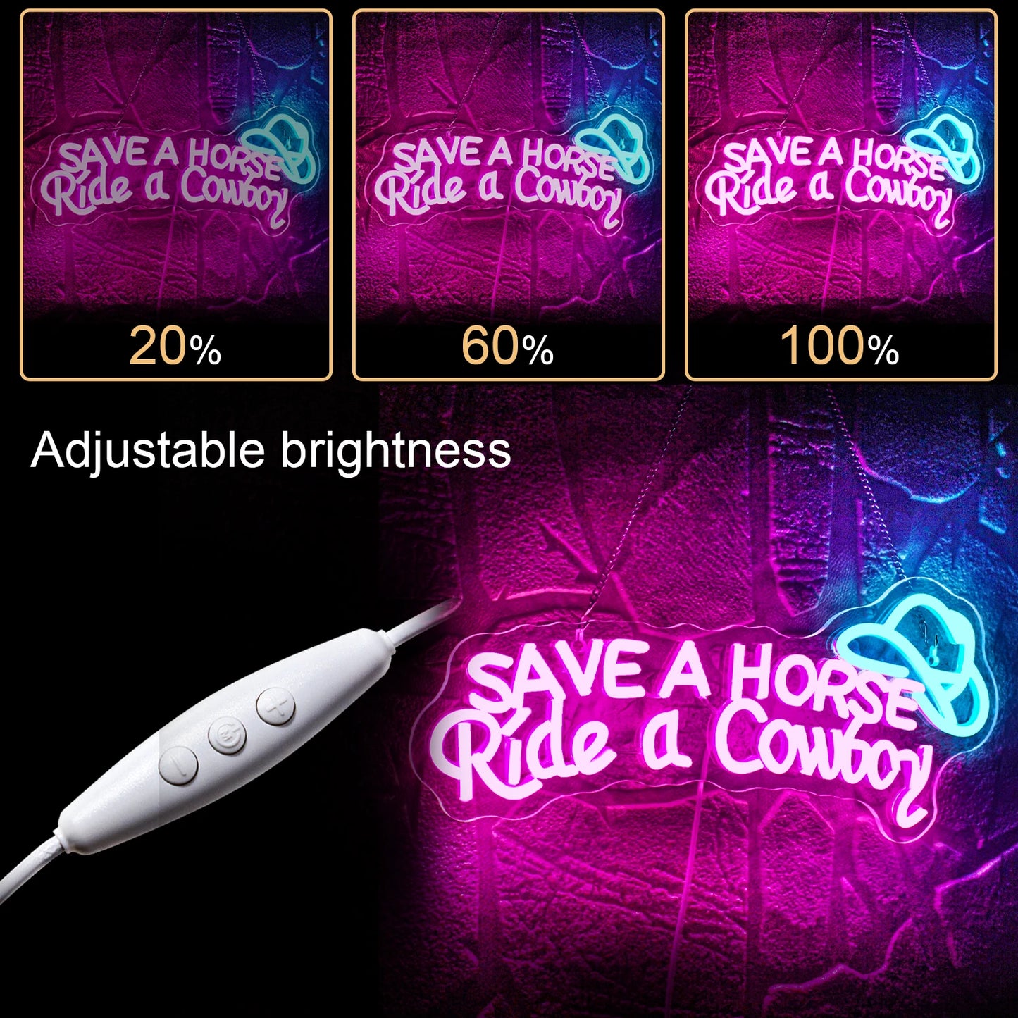 Save A Horse Ride a Cowboy 5V USB LED Leuchtschild - Preiswert
