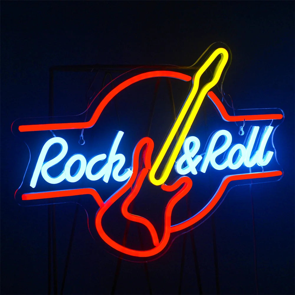 Gitarre Rock and Roll 5V USB LED Leuchtschild - Preisgünstig