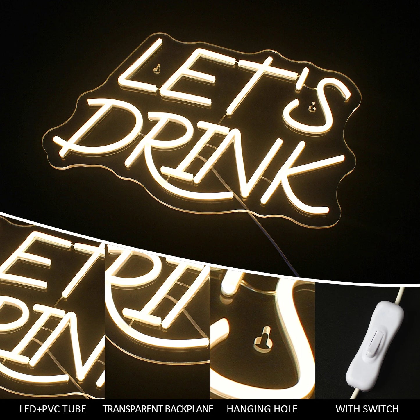 Let's Drink 5V USB LED Leuchtschild - Preisgünstig