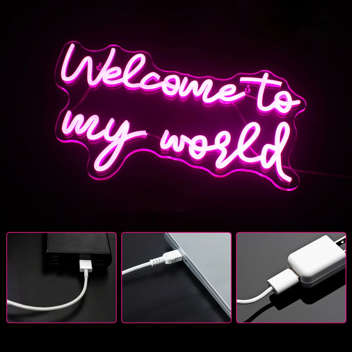 Willkommen in meiner Welt 5V USB LED Neon Schild - Preisgünstig