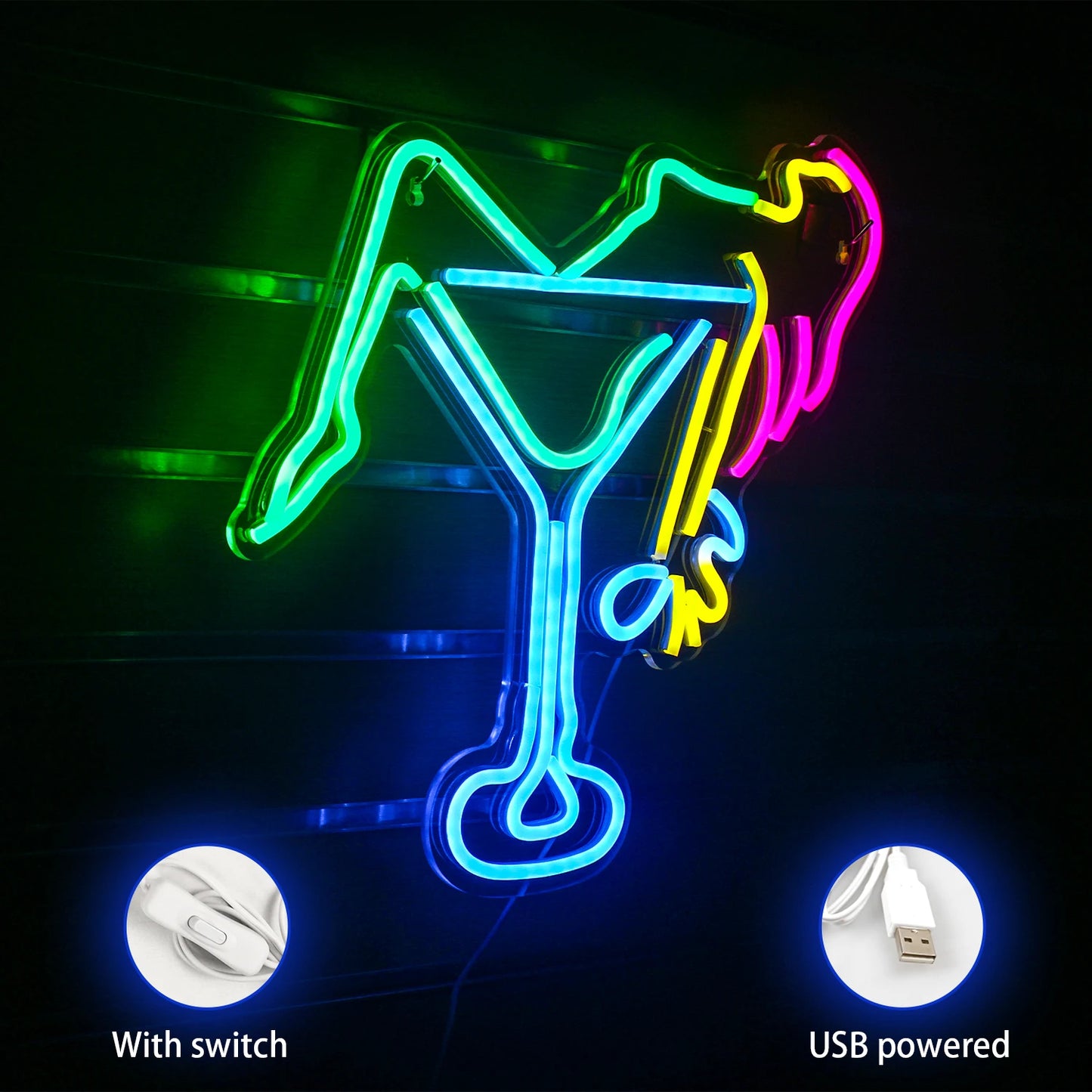 Frau Wein Glas 5V USB LED Neon Schild - Preisgünstig