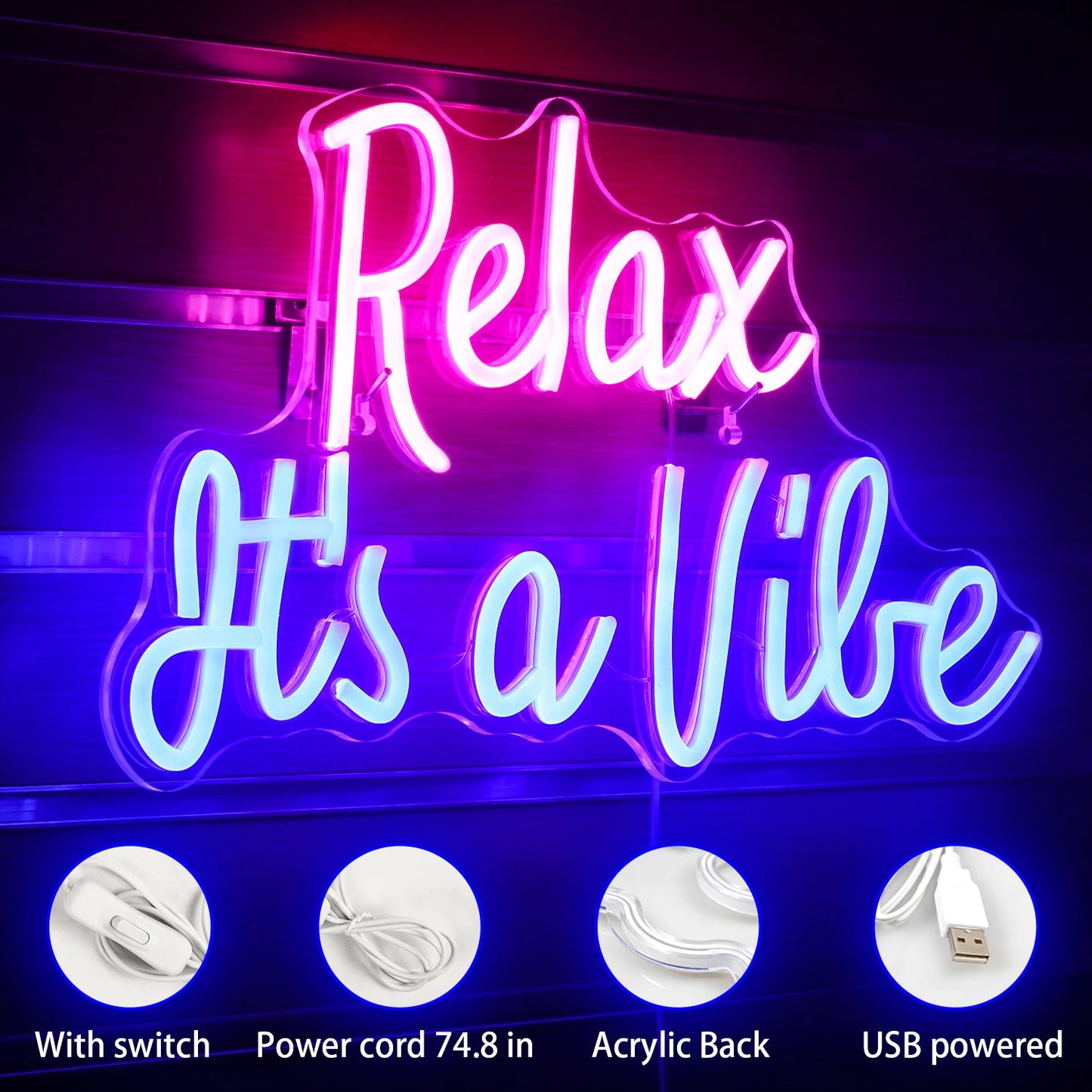 Entspann dich, es ist ein Vibe 5V USB LED Neon Schild - Preiswert