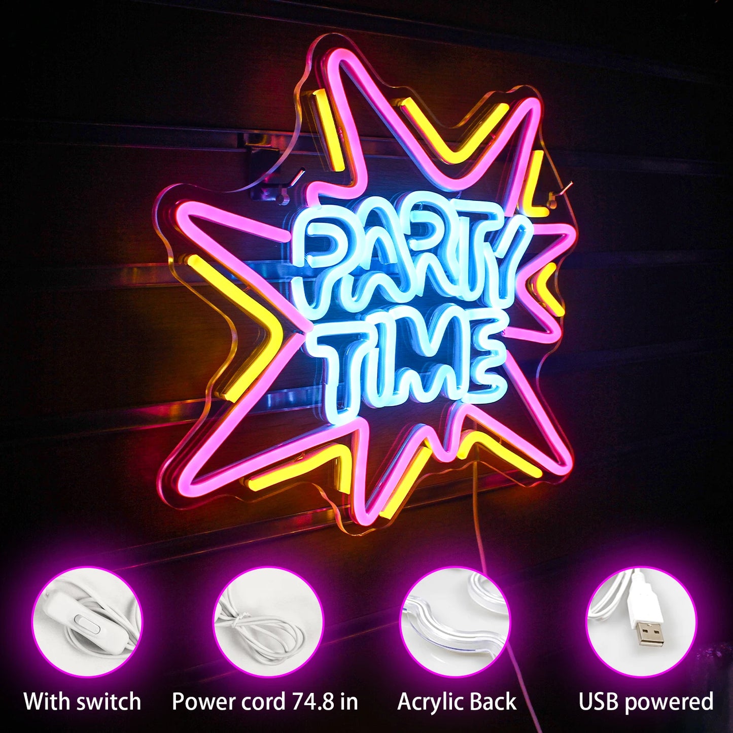 Party Time 5V USB LED Leuchtschild - Preisgünstig