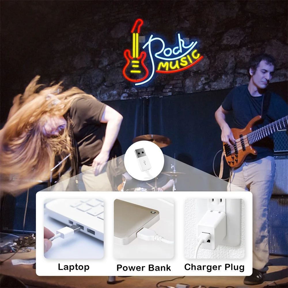 Rockmusik 5V USB LED Leuchtschild - Preiswertes Angebot