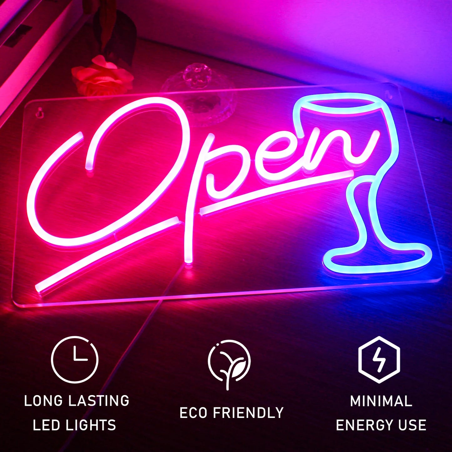 Offenes Weinglas 5V USB LED Leuchtschild - Preisgünstig