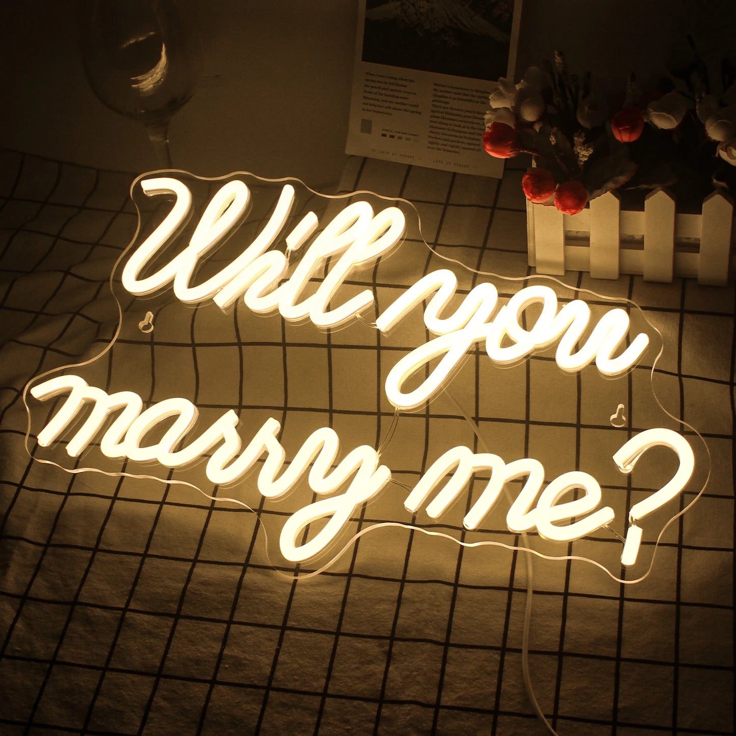 Willst Du Mich Heiraten Hochzeitsantrag Dekoration Party 5V USB LED Leuchtschild - Preiswert