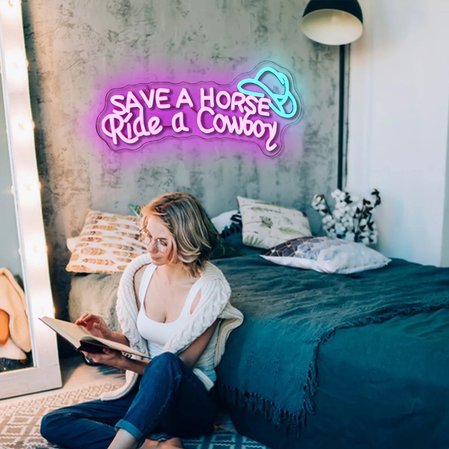 Save A Horse Ride a Cowboy 5V USB LED Leuchtschild - Preiswert