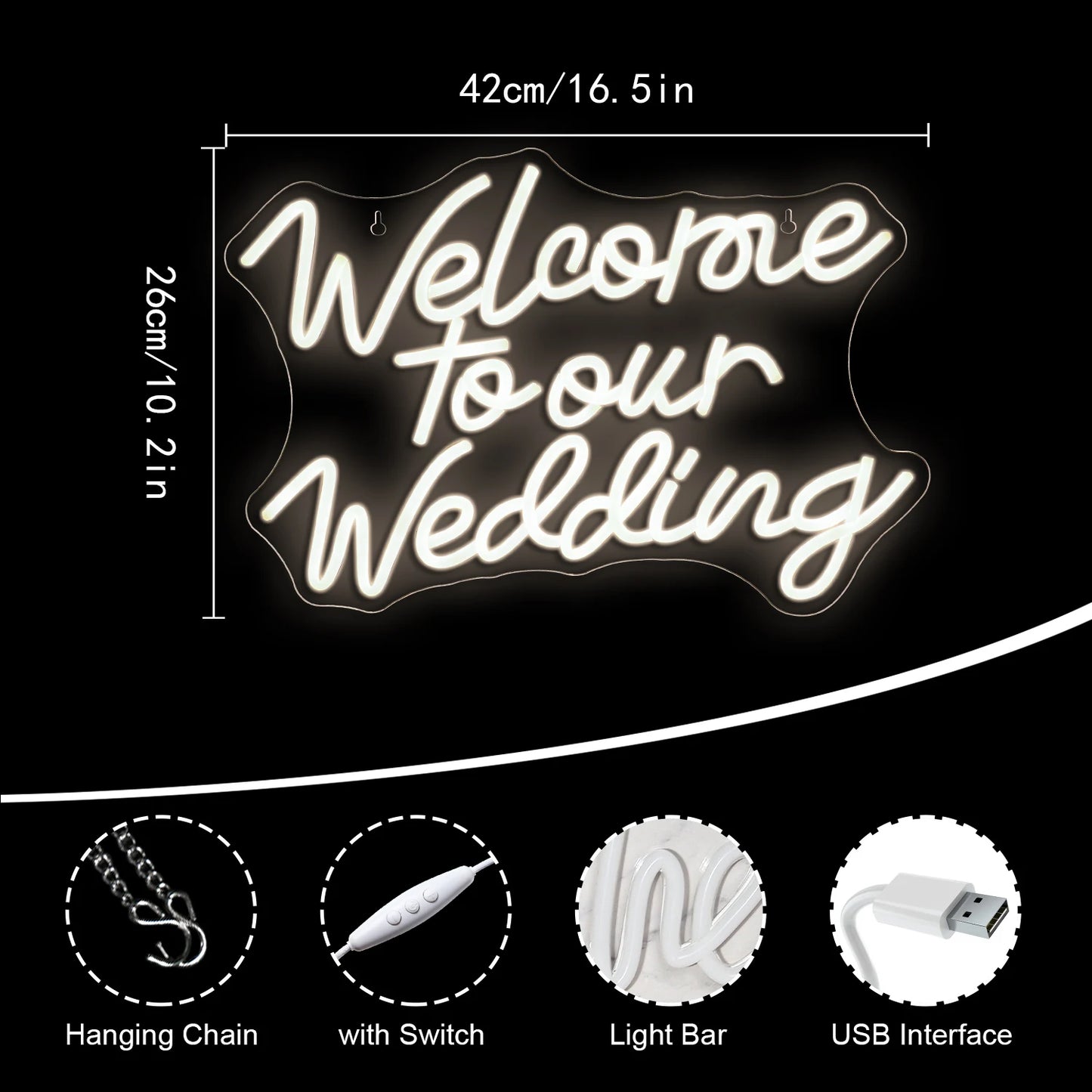 Willkommen zu unserer Hochzeit 5V USB LED Leuchtschild - Preiswert
