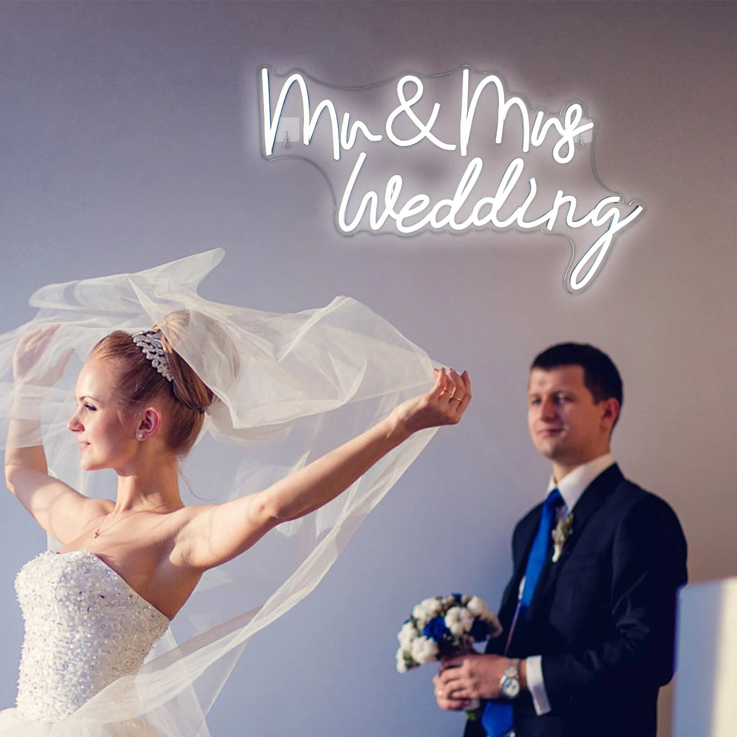 Mr&Mrs Hochzeit 5V USB LED Leuchtschild - Preisgünstig