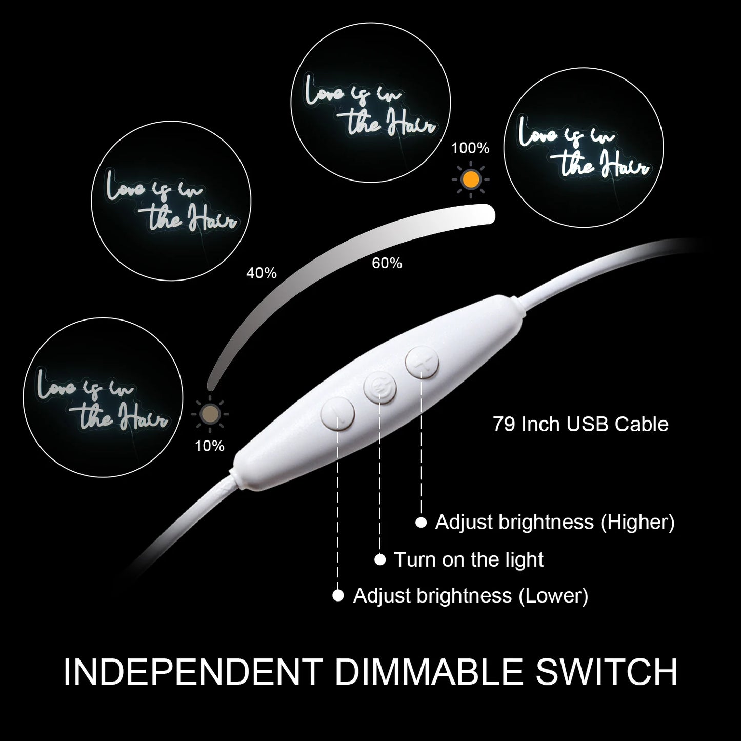 Love is in the Hair 5V USB LED Leuchtschild - Preiswert