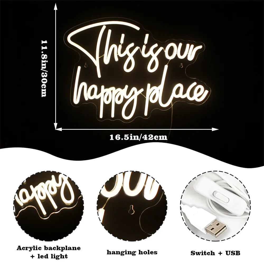 Dies ist unser glücklicher Ort 5V USB LED Neon Schild - Preisgünstig