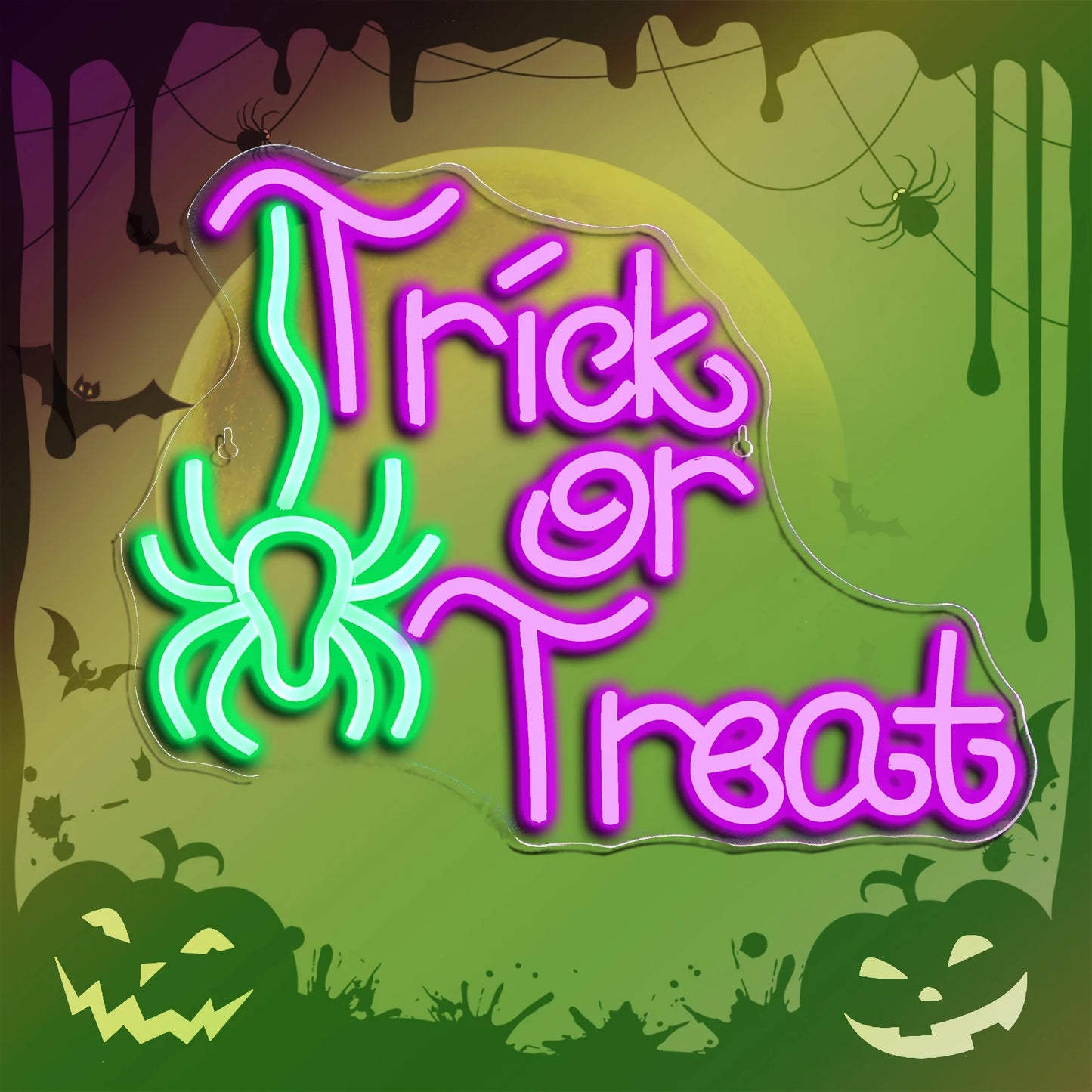 Trick Or Treat Spinne 5V USB LED Leuchtschild - Preisgünstig