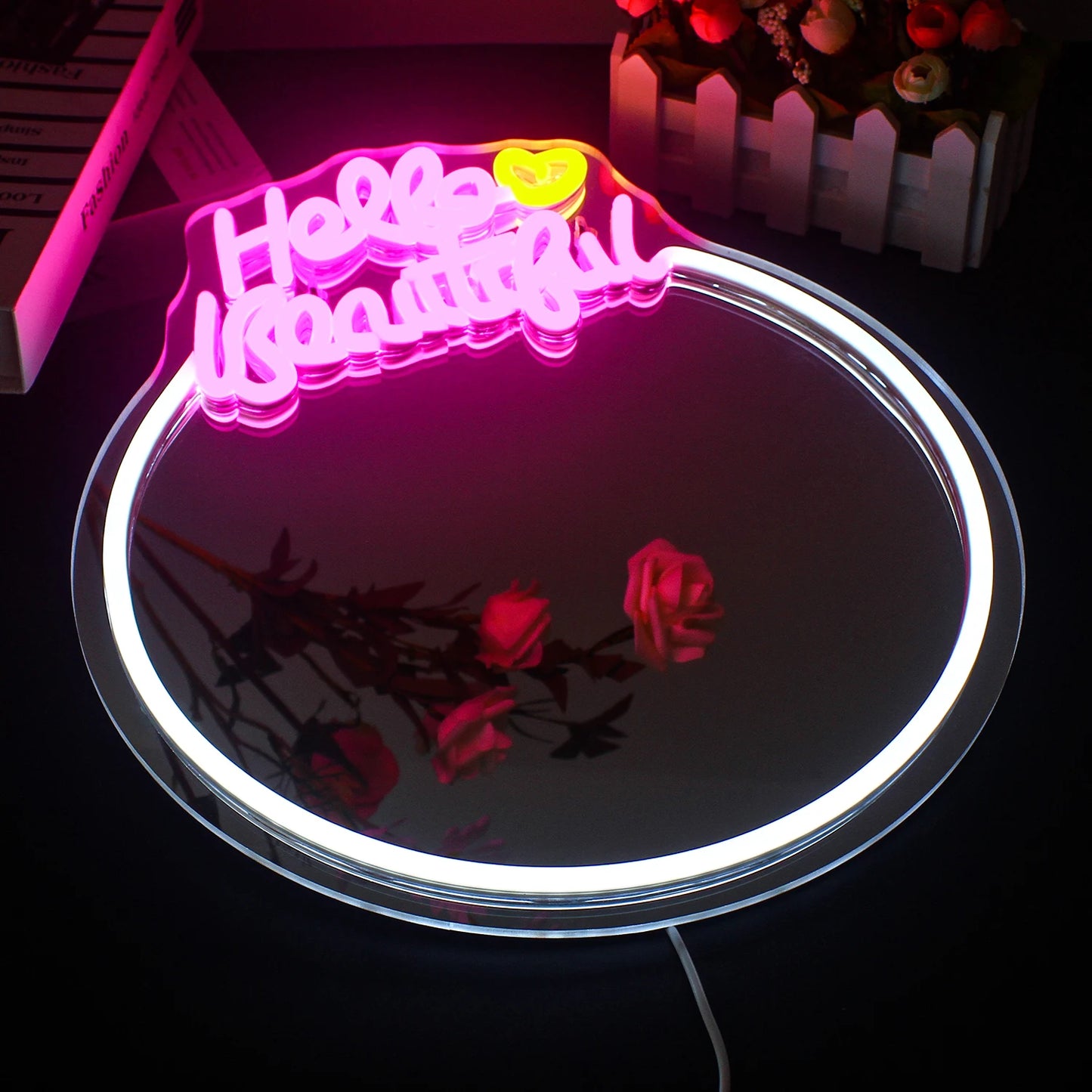 Spiegel "Hello Beautiful" 5V USB LED Neon Schild - Preisgünstig