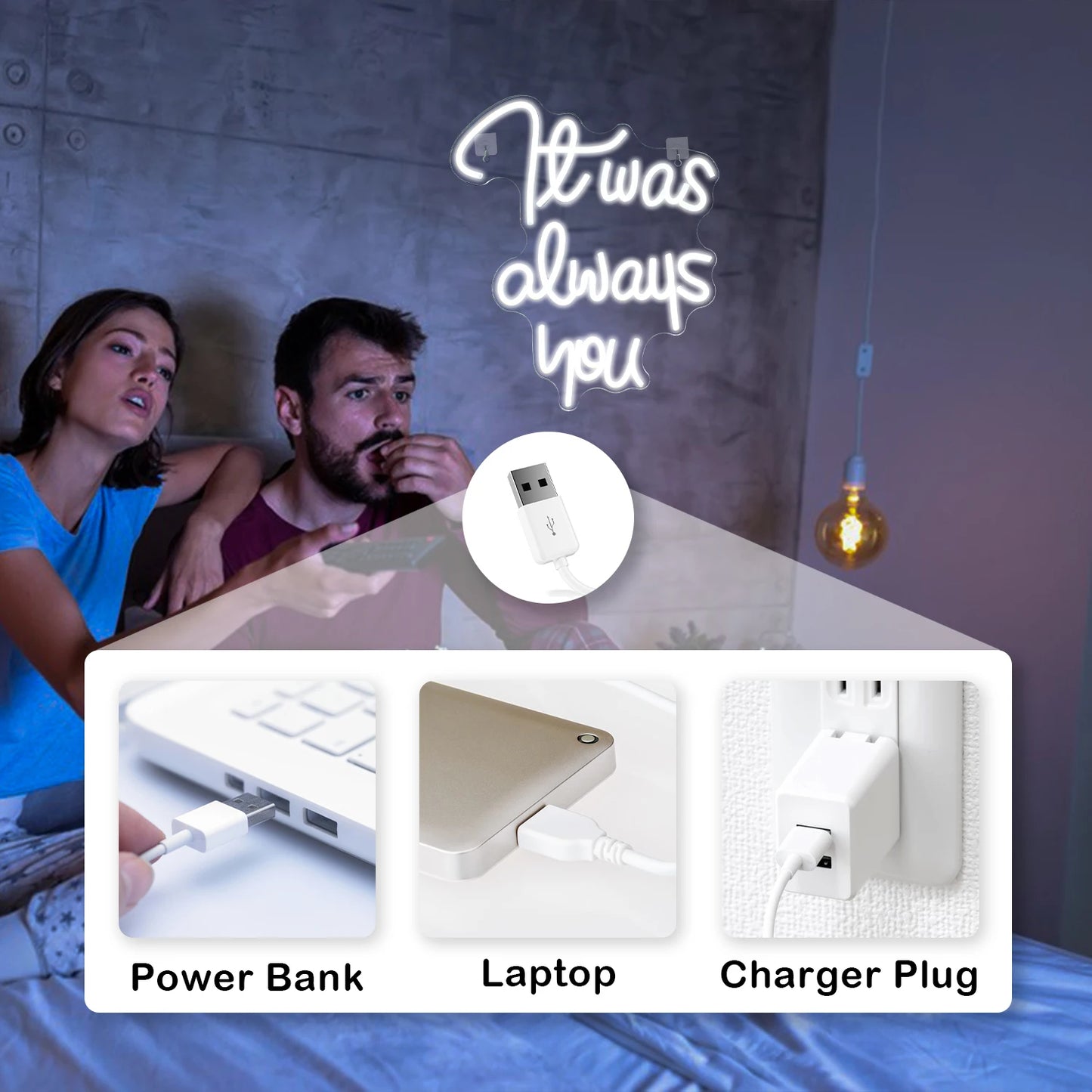 Es War Immer Du 5V USB LED Leuchtschild - Preisgünstig