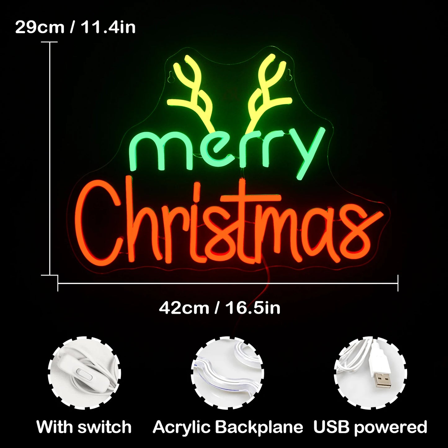 Merry Christmas 5V USB LED Leuchtschild - Preisgünstig
