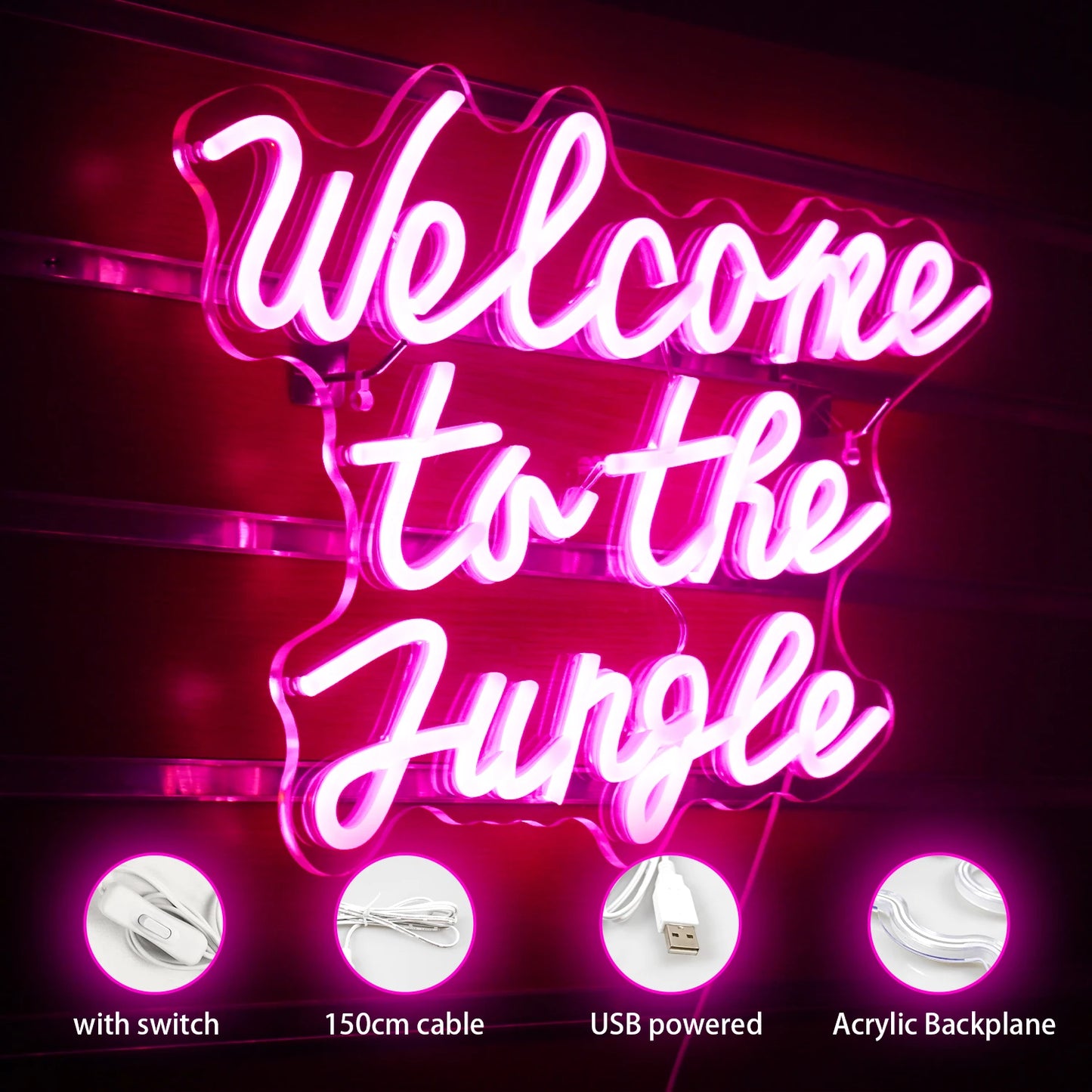 Willkommen im Dschungel 5V USB LED Neon Schild - Preiswert