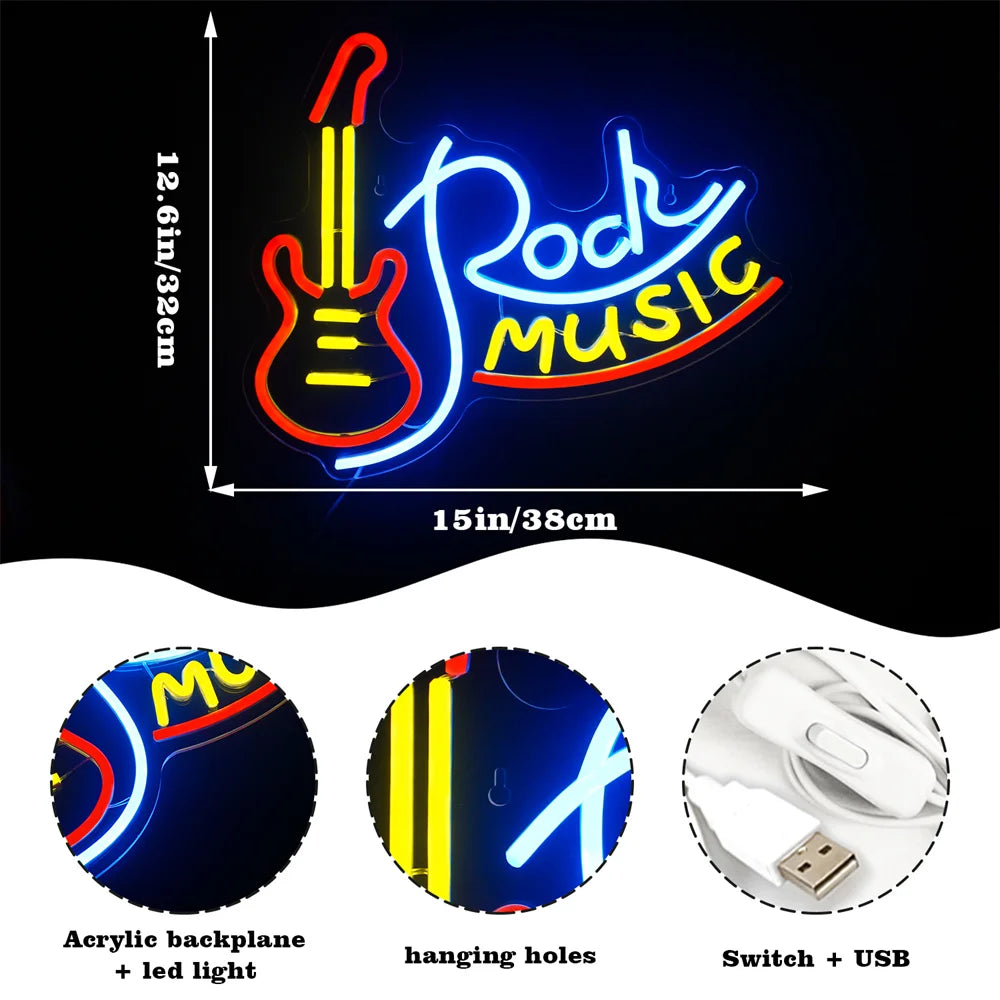 Rockmusik 5V USB LED Leuchtschild - Preiswertes Angebot